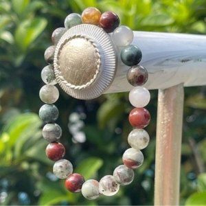 8mm Green Bloodstone Stretch Bead Bracelet